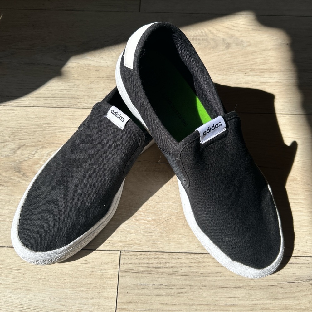 Adidas Men's Black and White Slip-On Loafers